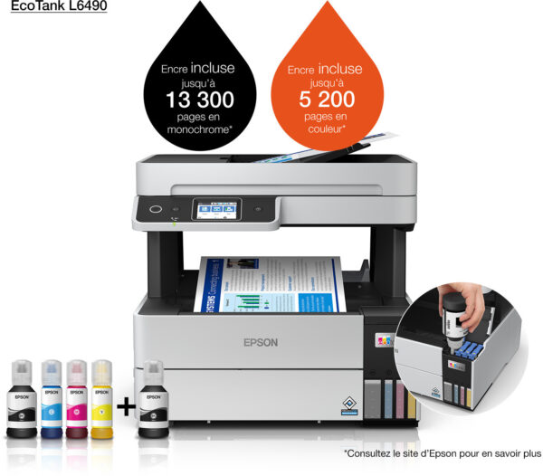Epson EcoTank L6490 Imprimante multifonction à réservoirs rechargeables (C11CJ88404)