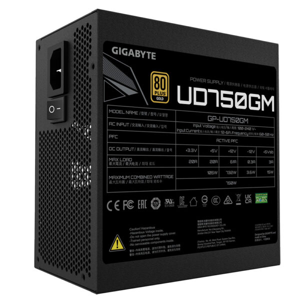Prix Gigabyte GP-UD750GM unité d'alimentation d'énergie 750 W 20+4 pin ATX ATX Noir (GP-UD750GM) -  -  – Image 5
