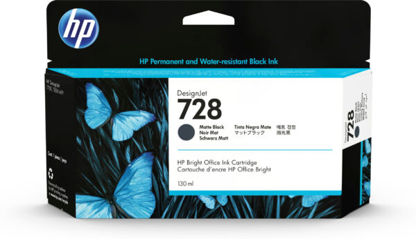 Prix HP 728 130-ml Matte Black DesignJet Ink Cartridge cartouche d'encre 1 pièce(s) Original Rendement standard Noir mat (3WX25A) -  2208.00 -  2208.00