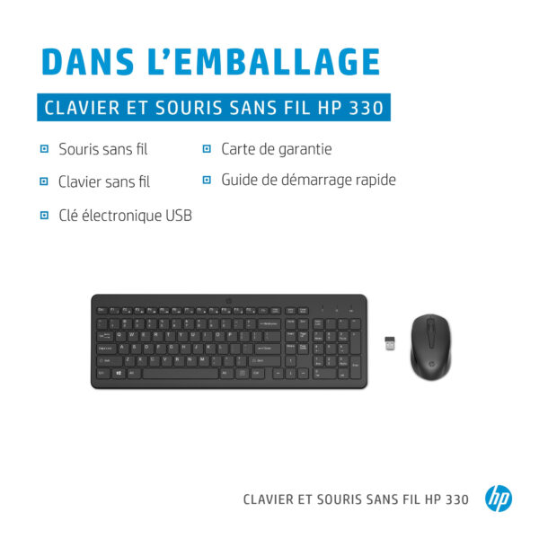 HP Ensemble combiné clavier et souris sans fil 330 Ensemble combiné clavier et souris sans fil HP 330 (2V9E6AA) – Image 6