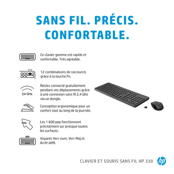 HP Ensemble combiné clavier et souris sans fil 330 Ensemble combiné clavier et souris sans fil HP 330 (2V9E6AA) – Image 7