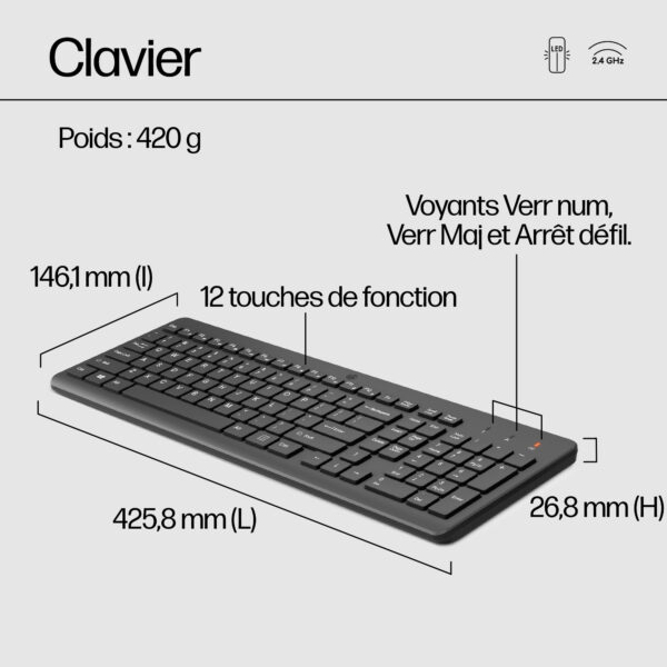 HP Ensemble combiné clavier et souris sans fil 330 Ensemble combiné clavier et souris sans fil HP 330 (2V9E6AA) – Image 9