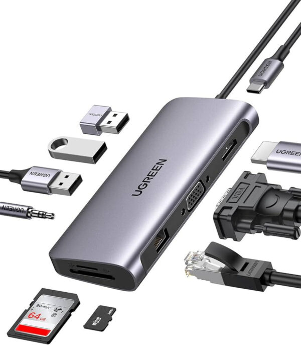 Hub USB-C Ugreen 10 en 1 Supporte PD 100W Recharge (80133)