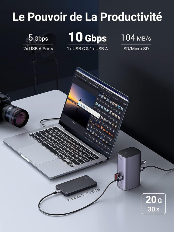 hub usb c ugreen revodok 12 en 1 supporte pd power delivery 100w recharge 90325 3