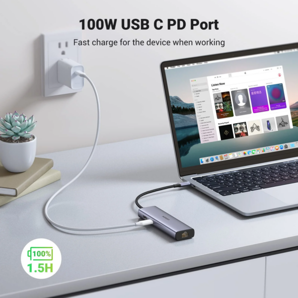 HUB Ugreen USB-C 7 en 1 Supporte PD (Power Delivery) 100W Recharge (90568) – Image 3
