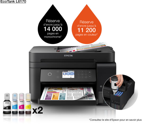 Epson EcoTank L6170 Imprimante multifonction à réservoirs rechargeables (C11CG20403)