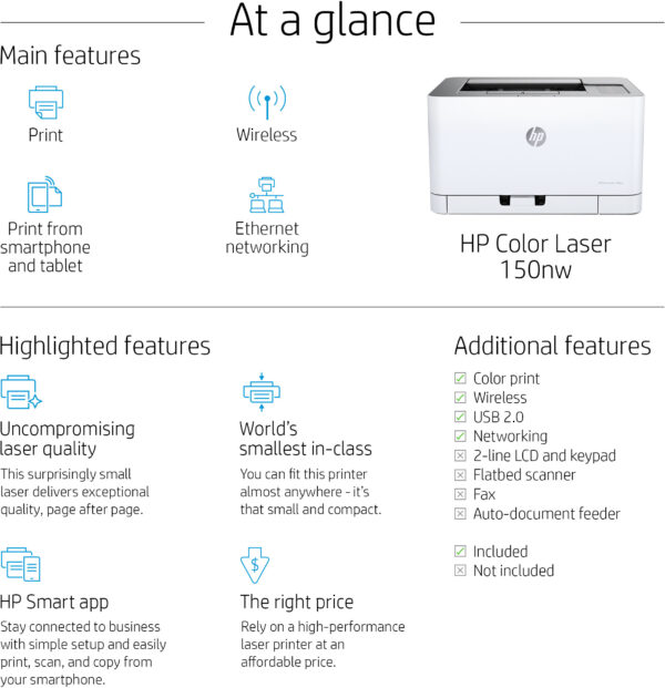 Prix Imprimante Laser Couleur HP 150nw (4ZB95A) -  2965.00 -  2965.00 – Image 9