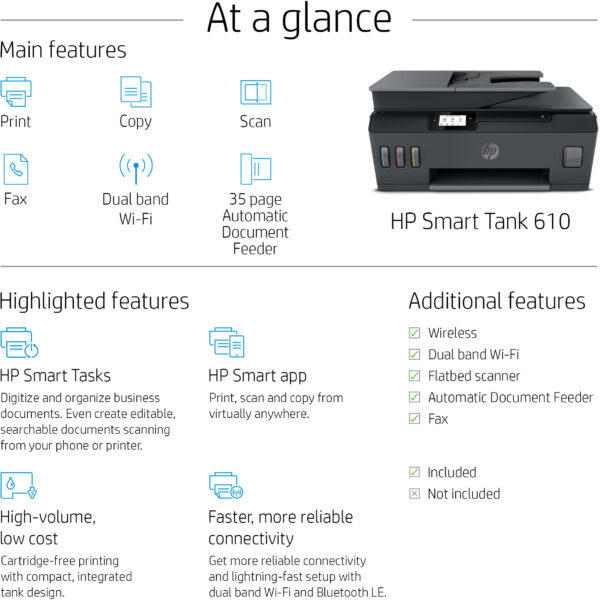 HP Smart Tank 615 Imprimante multifonction à réservoirs rechargeables (Y0F71A) – Image 6