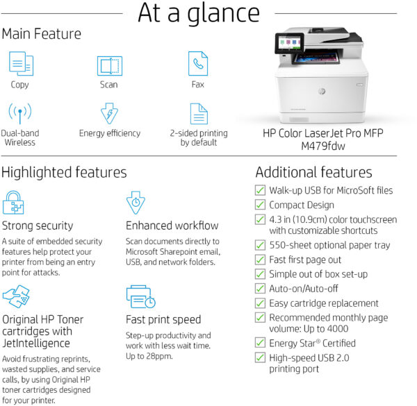 Prix Imprimante Multifonction Laser HP Color LaserJet Pro M479fnw (W1A78A) -  -  – Image 11