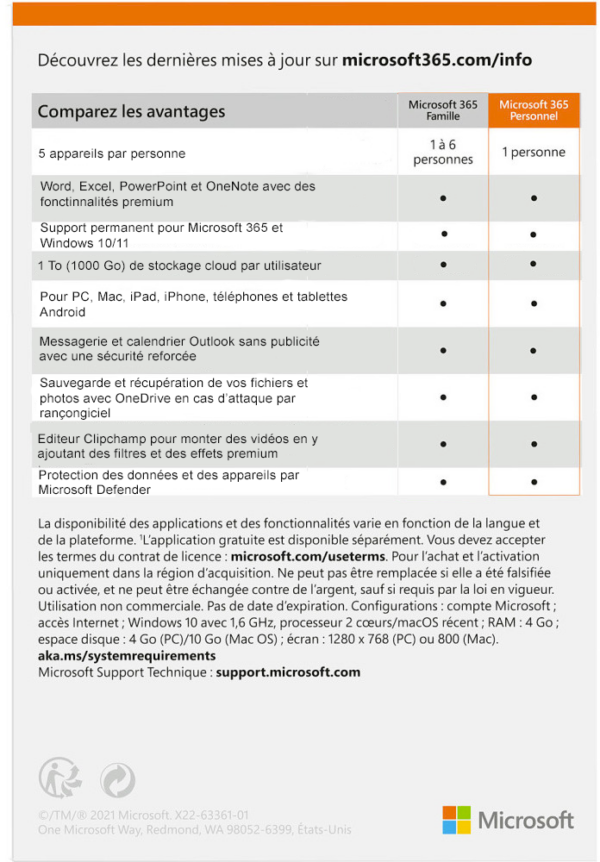 Microsoft 365 Personal Français abonnement 12 mois pour 1 personne (PC, Mac, iOS et Android) – Image 2