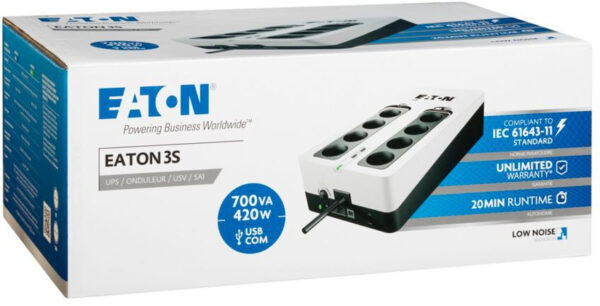 onduleur off line ups eaton 3s gen2 420 w 700 va 6 prises fr 2 usb 3s700f 3