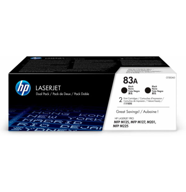Prix HP 83A Noir (CF283AF) - Pack de 2 toners HP LaserJet d'origine -  2352.00 -  2352.00