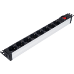 PDU en aluminium avec interrupteur limineux 19" 1U- 8 Prises (LN-PRZ-ONF-1U8P-SC)