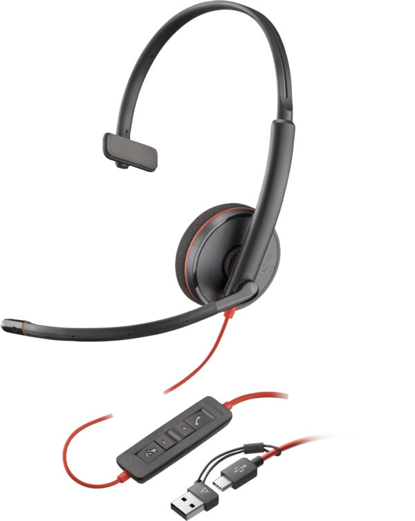 Prix POLY Micro-casque Blackwire 3210 monaural USB-C + adaptateur USB-C/A (8X214AA) -  - 