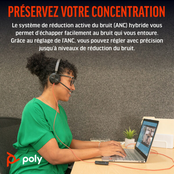 Prix POLY Micro-casque Blackwire 8225 stéréo USB-C + adaptateur USB-C/A (8X223AA) -  -  – Image 6