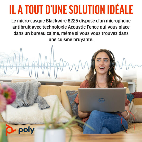 Prix POLY Micro-casque Blackwire 8225 stéréo USB-C + adaptateur USB-C/A (8X223AA) -  -  – Image 8