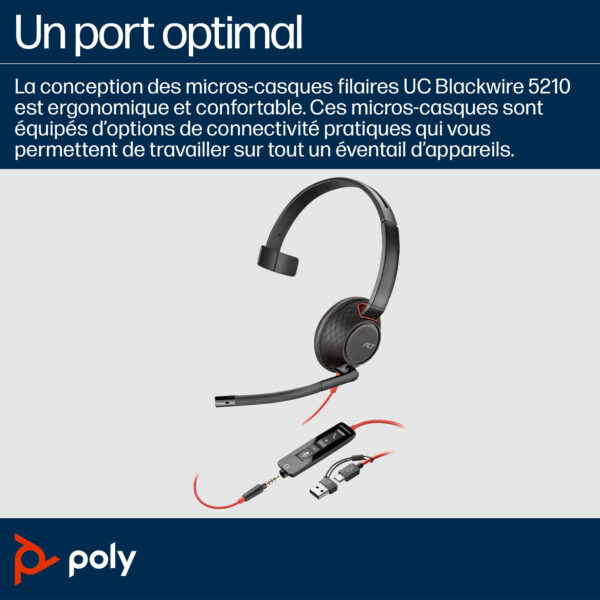 Prix POLY Micro-casque Blackwire C5210 USB-C + câble de commande (805H4AA) -  -  – Image 3