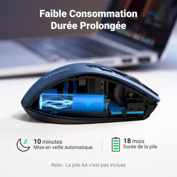 Souris sans fil Ugreen Design Ergonomique 2.4 - Blue (15064) – Image 5