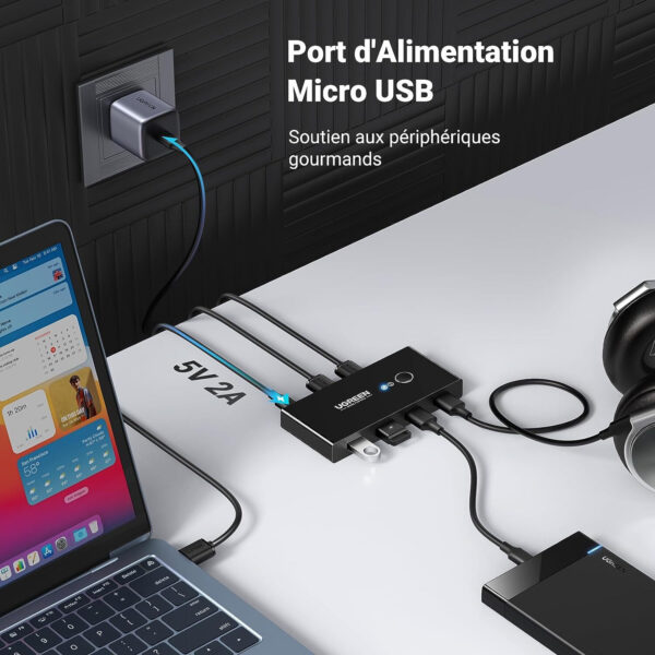 switch commutateur usb 30 ugreen kvm 4 ports pour 2 pc usb kvm 2 entrees 4 sorties usb 30768 3